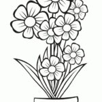 Gambar Sketsa Bunga Mawar Dalam Pot