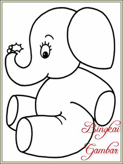 Gambar Sketsa Gajah Duduk
