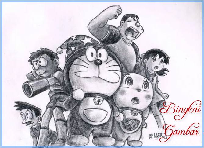 Gambar Sketsa Lukisan Doraemon
