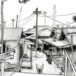Gambar Sketsa Pemandangan Di Desa