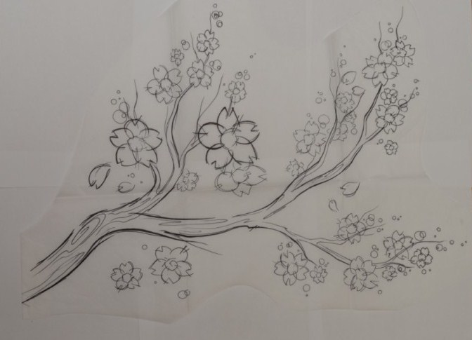 Gambar Sketsa Pohon Bunga Sakura