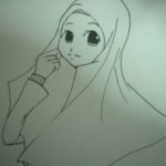 Gambar Sketsa Wajah Wanita Muslimah