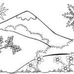 Sketsa Pemandangan Alam Pegunungan