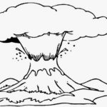 gambar sketsa pemandangan gunung meletus