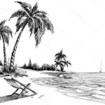 Contoh Sketsa Pemandangan Pantai