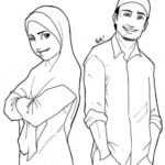 Sketsa Gambar Muslimah Berpasangan