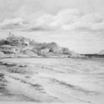 Sketsa Lukisan Pemandangan Pantai