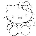 Sketsa Hello Kitty Bertopi