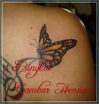 contoh gambar henna kupu kupu