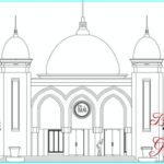 Gambar Sketsa Ilustrasi Masjid