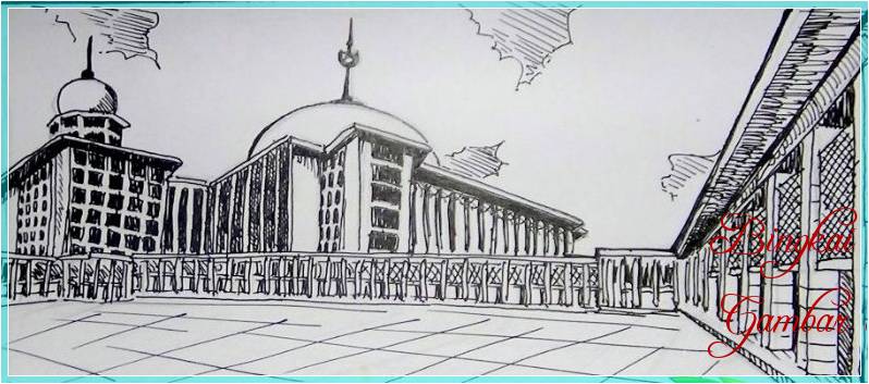 Sketsa Gambar Masjid Istiqlal