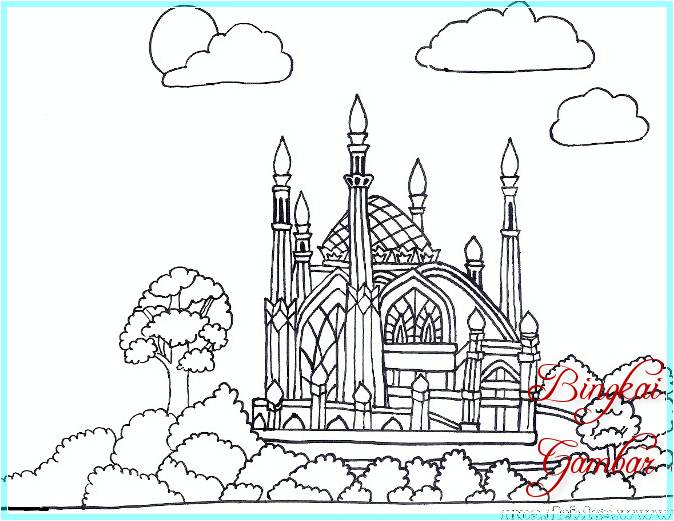Sketsa Pemandangan Masjid