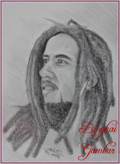 Gambar Sketsa Wajah Bob Marley