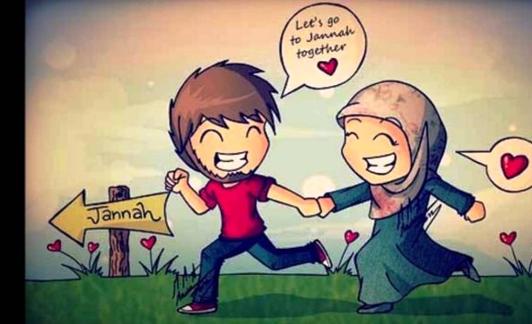 Gambar Kartun Islami Romantis Suami Istri