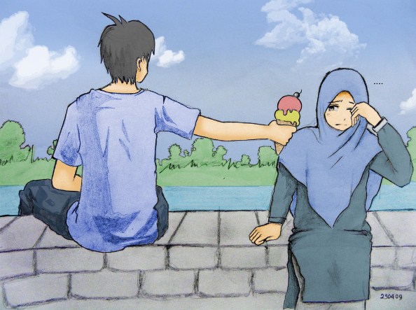 Gambar Kartun Islami Romantis