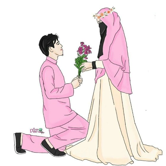 440+ Gambar Kartun Muslimah Couple Romantis Terbaru