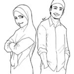 Sketsa Kartun Berpasangan Islami